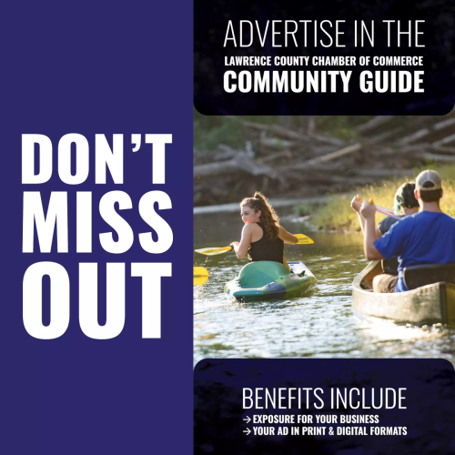 Don't miss out! Advertise in the Lawrence County Community Guide. Benefits include exposure for your business and your ad in print and digital formats.